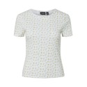 PIECES Turiel kortærmet t-shirt - Cloud Dancer Yellow flowers