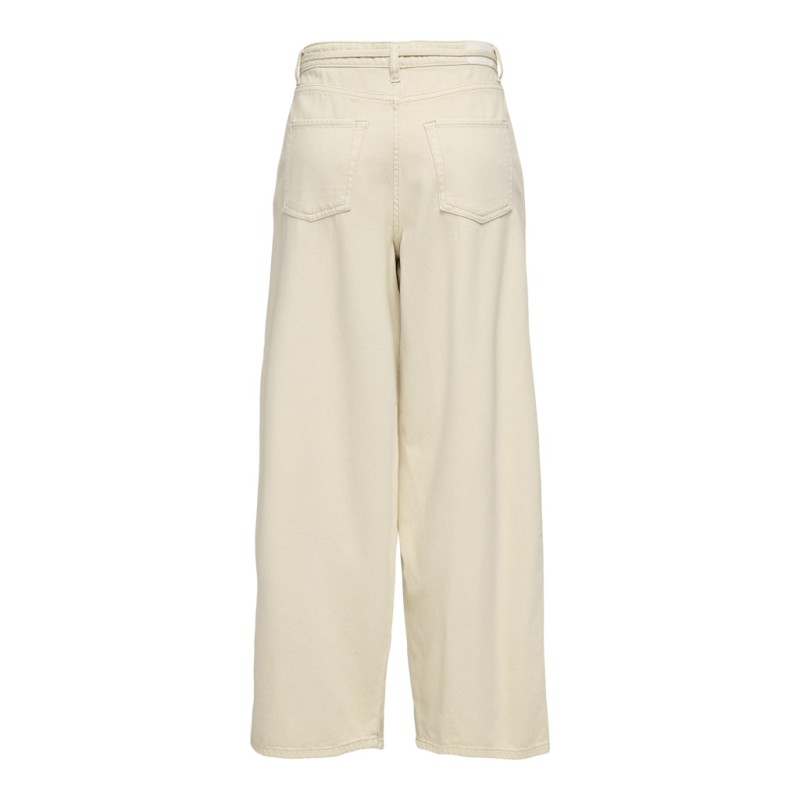JDY Chlore mellem talje barrel fit denim bukser - Ecru