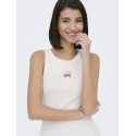 JDY Tulle broderi tanktop - Cloud Dancer