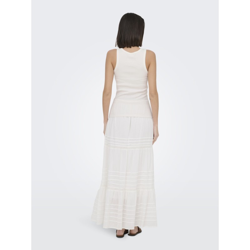 JDY Tulle broderi tanktop - Cloud Dancer