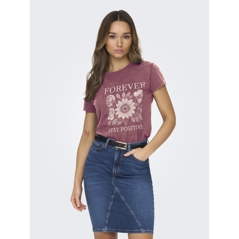 JDY Farock kortærmet print t-shirt - Oxblood Red