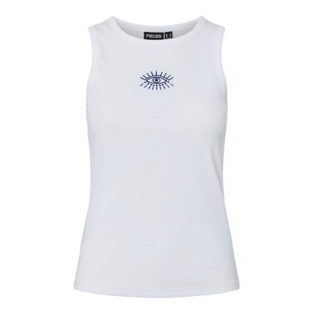 PIECES May embroidery boxer top - Bright White Mystical Eye Embroidry