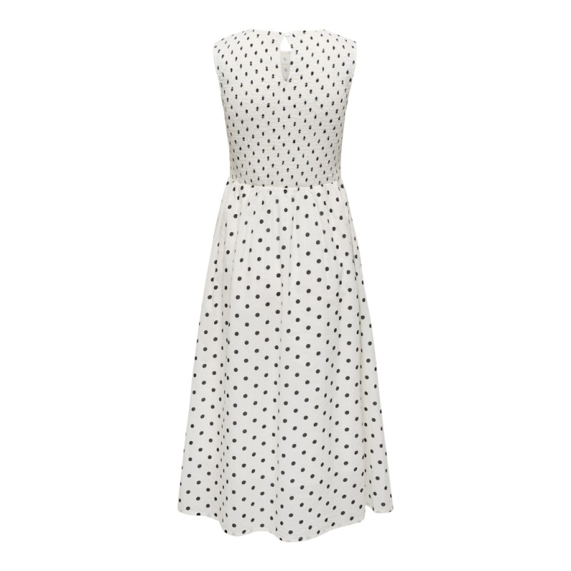 JDY Diego smock midi kjole - Cloud Dancer / Sort Dots