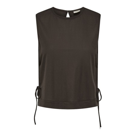 JDY Leslie kortærmet sløjfe top - Chocolate Brown