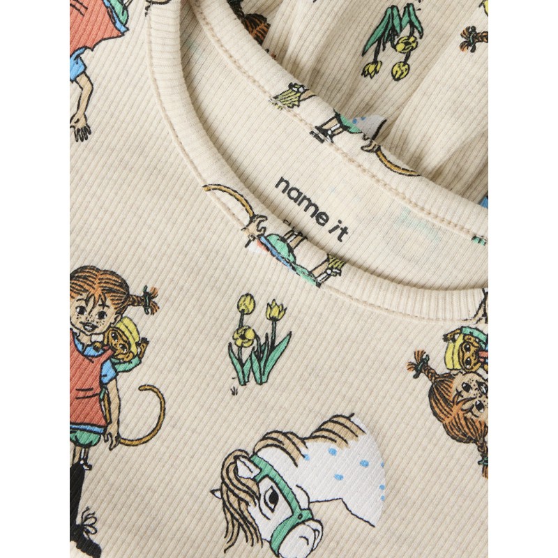 NAME IT Mini Mara Pippi kortærmet regular top - Peyote Melange