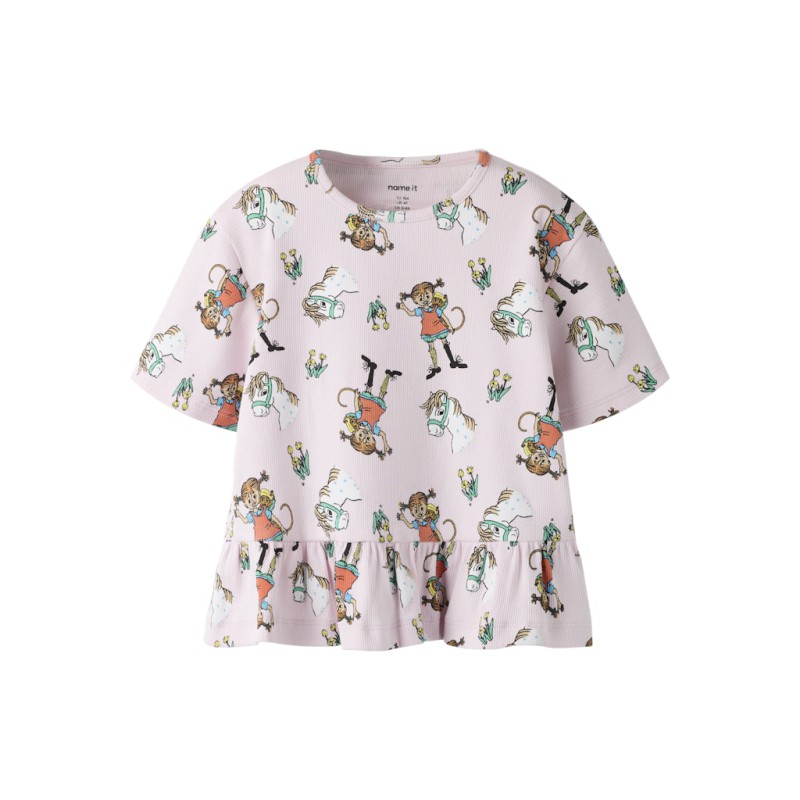 NAME IT Mini Mara Pippi kortærmet regular top - Cradle Pink