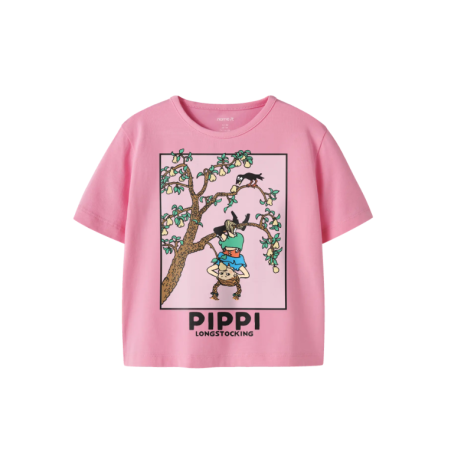 NAME IT Mini Muri Pippi kortærmet t-shirt - Pink Drink
