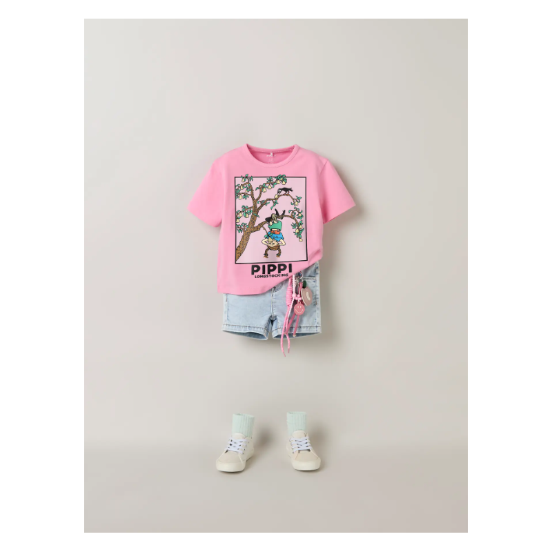 NAME IT Mini Muri Pippi kortærmet t-shirt - Pink Drink