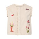 PIECES Palma ærmeløs frill top - Ecru