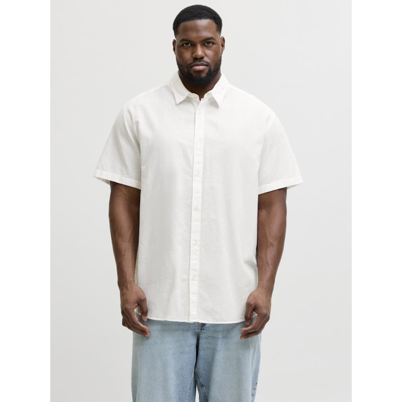 JACK & JONES Plus Breeze Hør kortærmet Skjorte - Hvid