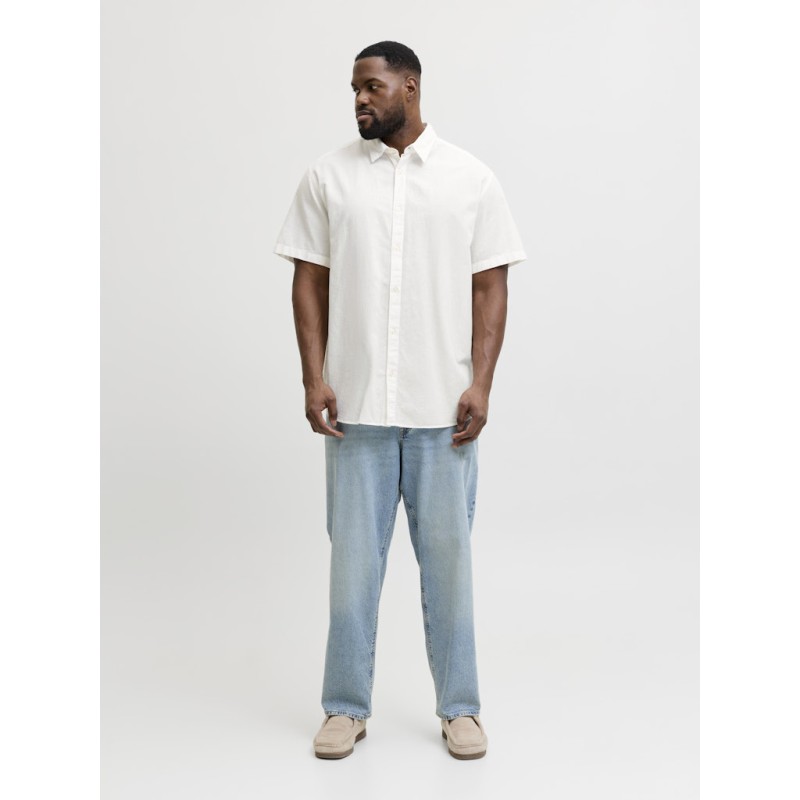 JACK & JONES Plus Breeze Hør kortærmet Skjorte - Hvid