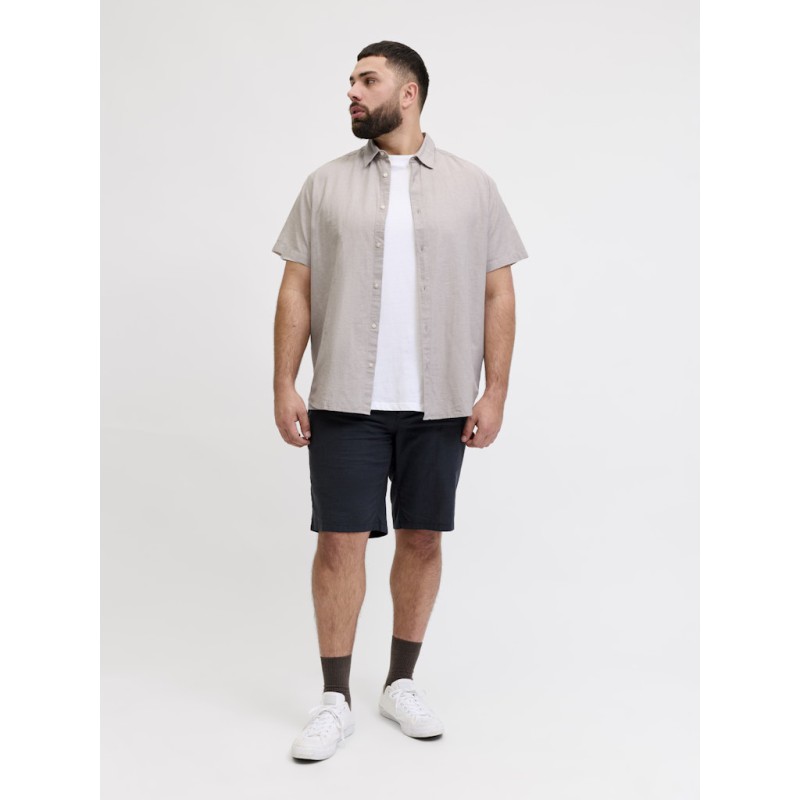 JACK & JONES Plus Breeze Hør Kortærmet Skjorte - String