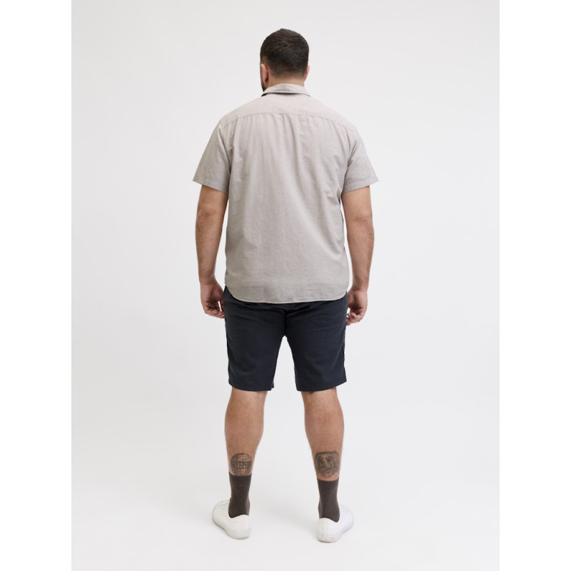 JACK & JONES Plus Breeze Hør Kortærmet Skjorte - String