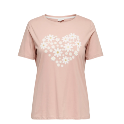 ONLY CARMAKOMA Malle kortærmeret t-shirt - Misty Rose Flower heart