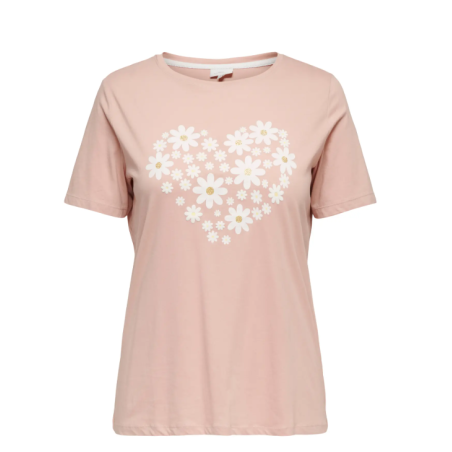 ONLY CARMAKOMA Malle kortærmeret t-shirt - Misty Rose Flower heart