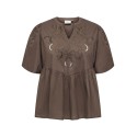 ONLY CARMAKOMA Oaklyn 2/4 embroidery t-shirt - Chocolate Martini