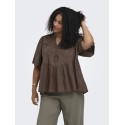 ONLY CARMAKOMA Oaklyn 2/4 embroidery t-shirt - Chocolate Martini