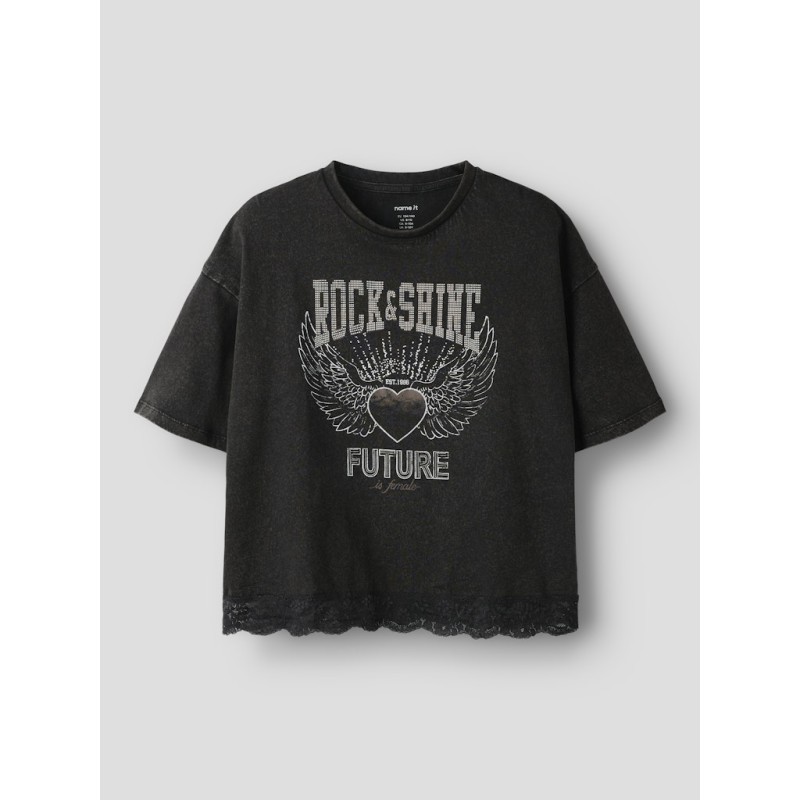 NAME IT KIDS jayla kortærmeret t-shirt - Black Beauty