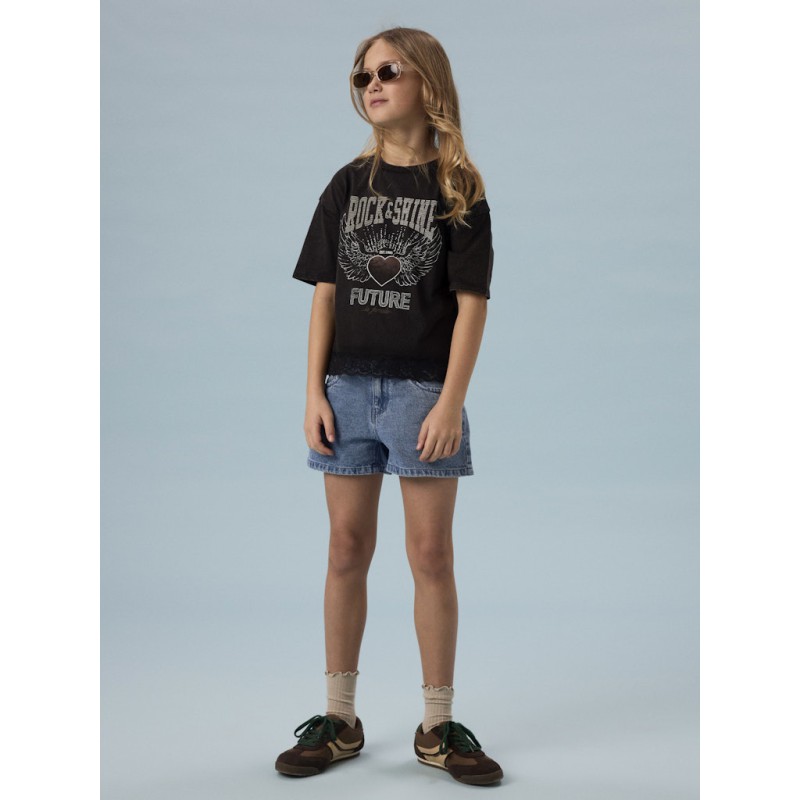 NAME IT KIDS jayla kortærmeret t-shirt - Black Beauty