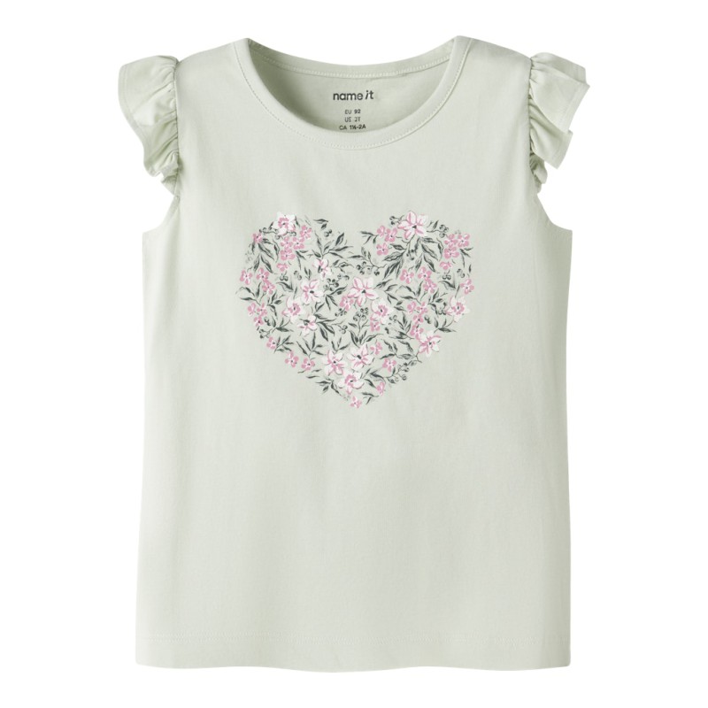 NAME IT MINI Vayanna ærmeløs capsl top - Pale Aqua Pink Flowers