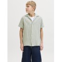 JACK & JONES JUNIOR Coba Stribet Resort Skjorte - Tea / Cloud Dancer