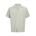 JACK & JONES JUNIOR Coba Stribet Resort Skjorte - Tea / Cloud Dancer