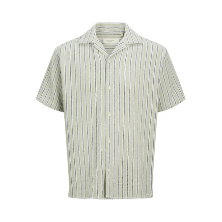 JACK & JONES JUNIOR Coba Stribet Resort Skjorte - Tea / Cloud Dancer