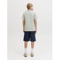 JACK & JONES JUNIOR Coba Stribet Resort Skjorte - Tea / Cloud Dancer