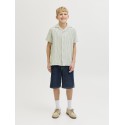 JACK & JONES JUNIOR Coba Stribet Resort Skjorte - Tea / Cloud Dancer