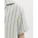 JACK & JONES JUNIOR Coba Stribet Resort Skjorte - Tea / Cloud Dancer