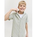 JACK & JONES JUNIOR Coba Stribet Resort Skjorte - Tea / Cloud Dancer