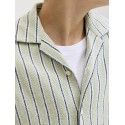 JACK & JONES JUNIOR Coba Stribet Resort Skjorte - Tea / Cloud Dancer