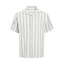 JACK & JONES JUNIOR Coba Stribet Resort Kortærmet Skjorte - Cloud Dancer / Stripes
