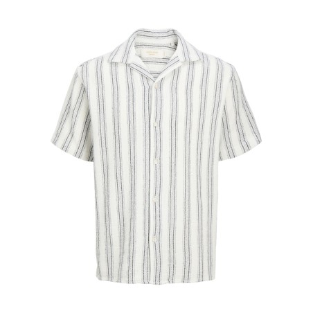 JACK & JONES JUNIOR Coba Stribet Resort Kortærmet Skjorte - Cloud Dancer / Stripes