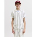 JACK & JONES JUNIOR Coba Stribet Resort Kortærmet Skjorte - Cloud Dancer / Stripes