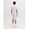 JACK & JONES JUNIOR Coba Stribet Resort Kortærmet Skjorte - Cloud Dancer / Stripes
