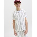 JACK & JONES JUNIOR Coba Stribet Resort Kortærmet Skjorte - Cloud Dancer / Stripes
