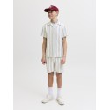 JACK & JONES JUNIOR Coba Stribet Resort Kortærmet Skjorte - Cloud Dancer / Stripes
