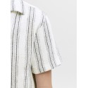 JACK & JONES JUNIOR Coba Stribet Resort Kortærmet Skjorte - Cloud Dancer / Stripes