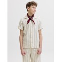 JACK & JONES JUNIOR Coba Stribet Resort Kortærmet Skjorte - Antique White / Stripes