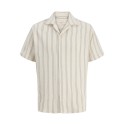 JACK & JONES JUNIOR Coba Stribet Resort Kortærmet Skjorte - Antique White / Stripes