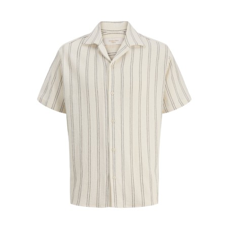JACK & JONES JUNIOR Coba Stribet Resort Kortærmet Skjorte - Antique White / Stripes