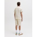 JACK & JONES JUNIOR Coba Stribet Resort Kortærmet Skjorte - Antique White / Stripes