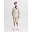 JACK & JONES JUNIOR Coba Stribet Resort Kortærmet Skjorte - Antique White / Stripes