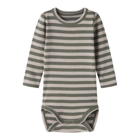 NAME IT BABY Banio langærmet body - Dusty Olive PURE CASHMERE