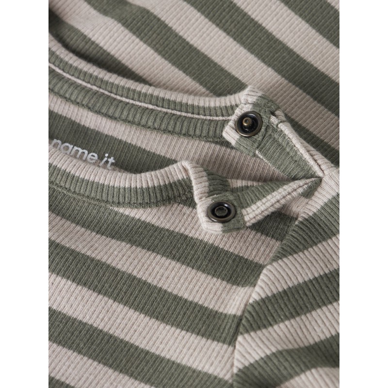NAME IT BABY Banio langærmet body - Dusty Olive PURE CASHMERE