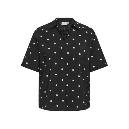 ONLY CARMAKOMA Carrie dot trekvartærmer t-shirt - Black