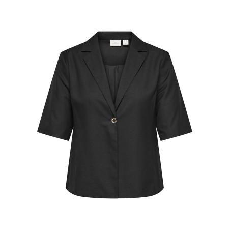 ONLY CARMAKOMA Baia trekvartærmet hør blazer - Black