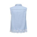 ONLY CARMAKOMA Moon ærmeløs anglaise skjorte - Light Blue Denim