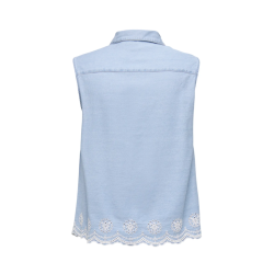 ONLY CARMAKOMA Moon ærmeløs anglaise skjorte - Light Blue Denim